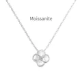 Collana quadrifoglio in argento S925 con moissanite e madreperla per donne - Stile Oro Bianco (DO190039-S-W-WH) / Argento 925