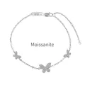 Bracciale a farfalla in argento sterling S925 con pietre moissanite scintillanti e catena regolabile - Argento 925 / Oro Bianco
