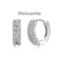 Elegant S925 sterling silver moissanite hoop earrings with double row paved diamonds - 925 Silver / White Gold (DO110002-S-W-WH)