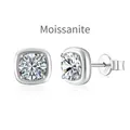 Elegant 1ct cushion cut moissanite stud earrings in S925 sterling silver settings - 925 Silver / White Gold (DO1D0021-S-W-WH)
