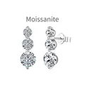 Sparkling S925 sterling silver moissanite stud earrings featuring a graduated three-stone design - 925 Silver / Platinum Color (DO1D0022-S-W-WH)