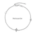 Elegant S925 sterling silver moissanite bracelet with delicate floral and stone charms - 925 Silver / White Gold