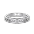 Eleganter S925 Sterling Silber Eternity Ring mit umlaufendem Besatz und Perlenrand-Design - US 5 / Weißgold