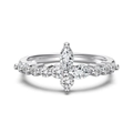 S925 sterling silver butterfly ring with marquise zircon stones on white background - US 5 / White Gold