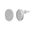 Classic oval pavé crystal stud earrings in S925 sterling silver with a sparkling finish - 925 Silver / Platinum (Stud Earrings)