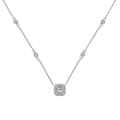 Elegant S925 sterling silver square halo pendant necklace with sparkling round-cut stones - 925 Silver / White Gold Color (DY191037-S-W-WH)