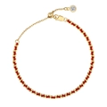 Bracciale in corda rossa intrecciata argento S925 con catena d'oro e ciondolo cristallo - Argento 925 / Oro