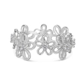 Elegant S925 sterling silver ring with hollow flower design and sparkling zircon stones - US 8 / Silver