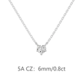 Collier en argent S925 avec pendentif en oxyde de zirconium 5A en forme de cœur 6mm - Collier Pendentif Cœur (DY191709) / 6MM/0.8CT / Or blanc