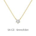 Collier élégant en argent S925 doré avec pendentif cœur et pierre zircone 5A de 6mm - Collier Pendentif Cœur (DY191709) / 6MM/0.8CT / Or