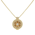 Collar de plata S925 dorada con colgante de ruleta, piedras de circón y grabado étnico - Plata 925 / Dorado (DY191113-S-G-NA)