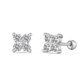 Elegant S925 sterling silver star stud earrings with four-leaf clover zircon design - 925 Silver / Silver (DY1D0457-S-W-WH)
