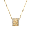 Elegante gouden S925 zilveren ketting met een cilinder bladhanger en zirkonia's - 925 zilver / Goud