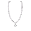 Elegante collana di perle in argento sterling S925 con perle di cristallo e ciondolo a fiore - Argento 925 / Argento