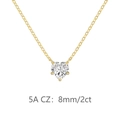 Collier cœur minimaliste en argent S925 avec pendentif doré en CZ 5A de 2ct - Collier Pendentif Cœur (DY191706) / Grande Taille / Or