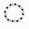 Elegantes Armband aus schwarzem Achat und weißem Bergkristall für Damen auf Weiß - Weißer Kristall Schwarzer Achat (DY150410-O-N-BH)