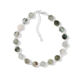 S925 sterling silver beaded bracelet with green crystal and freshwater pearls - 925 Silver / Silver