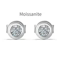 Minimalist Moissanite stud earrings in S925 sterling silver with round brilliant cut - Moissanite Stud Earrings (DO1D0007-S-W-WH) / 925 Silver / White Gold