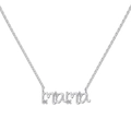 S925 sterling silver MAMA pendant necklace with small crystals on a silver chain - 925 Silver / White Gold