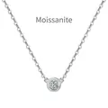 Elegant S925 sterling silver moissanite solitaire pendant necklace in bubble setting - Moissanite Necklace (DO190005-S-W-WH) / 925 Silver / White Gold