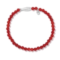 Bracciale in argento S925 con perle di agata rossa e chiusura a pesce su fondo bianco - Argento 925 / Argento Agata Rossa (DY150412-S-S-RD)