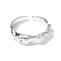 Minimalist S925 sterling silver open ring with modern irregular wavy lava texture design - Open Adjustable (DY121445) / Silver