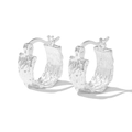 Orecchini a cerchio in argento sterling S925 con texture lavica irregolare su sfondo bianco - Argento 925 / Argento