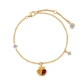 Elegante bracciale in argento S925 dorato con ciondolo e pietre preziose colorate - Argento 925 / Oro