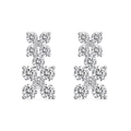 Elegant S925 silver flower stud earrings with brilliant white cubic zirconia stones - Geometric Stacked Flower Earrings (DY1D0417) / 925 Silver / White Gold