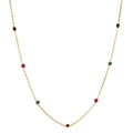 Elegante S925 sterling zilveren gouden ketting met kleurrijke zirkonia edelstenen - 925 zilver / Goud