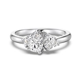 Elegant S925 sterling silver double heart ring with sparkling zirconia for weddings - 5# / Intertwined Double Heart Style (DY121265) / 925 Silver / White Gold