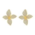 Luxurious S925 silver flower stud earrings with gold finish and pavé-set crystals - Gold Earrings / 925 Silver