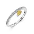 Elegante anello in argento sterling S925 con zircone giallo a goccia e pietre laterali - US 6 / Argento