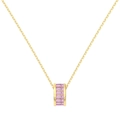 Exquisite gold-plated S925 sterling silver necklace with pink rectangular zircon pendant - 925 Silver / Gold