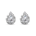 Eleganti orecchini a goccia in argento 925 con bordo ondulato e zircone trasparente - goccia / Argento 925 / Stile Goccia d'Argento (DY1D0463-S-W-WH)
