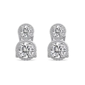 S925 sterling zilveren oorknopjes met dubbel cirkelontwerp en pavé-kristallen - Witgoud Met Witte Zirkonia / 925 zilver