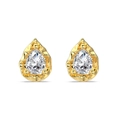 Orecchini a perno dorati con cristallo a goccia e cornice in metallo effetto lava - goccia / Argento 925 / Stile Goccia d'Oro (DY1D0463-S-G-WH)