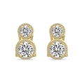 Elegante goudkleurige dubbele halo oorknopjes met sprankelende ronde briljant geslepen steen - Goud Witte Zirkonia / 925 zilver