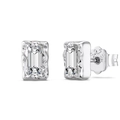 Orecchini a perno in argento 925 con zircone taglio smeraldo e texture lava - Rettangolare / Argento 925 / Stile Rettangolare d'Argento (DY1D0464-S-W-WH)