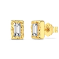 Orecchini a perno con cristallo smeraldo quadrato in argento S925 placcato oro 18K - Rettangolare / Argento 925 / Stile Rettangolare d'Oro (DY1D0464-S-G-WH)