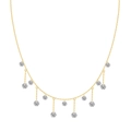 Luxury S925 sterling silver gold necklace with dangling crystal fringe pendants - Round Dangling Style (DY191200) / Gold