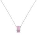 Exquisite S925 sterling silver necklace featuring a cylindrical pink zircon roller pendant - 925 Silver / Silver