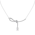 Elegante collana in argento S925 con fiocco e pendente in zirconia con taglio a smeraldo - Argento 925 / Oro Bianco