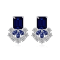Luxurious S925 silver stud earrings with blue sapphire drops and diamond cluster accents - 925 Silver / Platinum