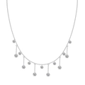 Luxurious S925 sterling silver necklace featuring eleven sparkling round crystal pendants - Round Dangling Style (DY191200) / White Gold