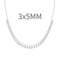 S925 sterling silver necklace with oval-cut stones in 3x5mm luxury pendant style - Oval Dense Tassel Style (DY191198) / 3x5mm / White Gold