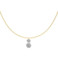 Elegant S925 sterling silver gourd necklace with minimalist double diamond pendant - Vertical Double Stone Style (DY191203) / Gold