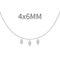 S925 Sterling Silver necklace featuring three 4x6mm oval-cut zircon stone pendants - Triple Oval Stone Style (DY191195) / 4x6MM / White Gold