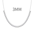 3mm round-cut cubic zirconia row pendant on a fine silver-tone S925 sterling chain - Round Tassel Fringe Style (DY191197) / 3mm / White Gold