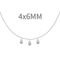 S925 silver necklace with three 4x6mm shimmering teardrop-shaped pendants - Triple Water Drop Style (DY191194) / 925 Silver / 4x6MM / White Gold